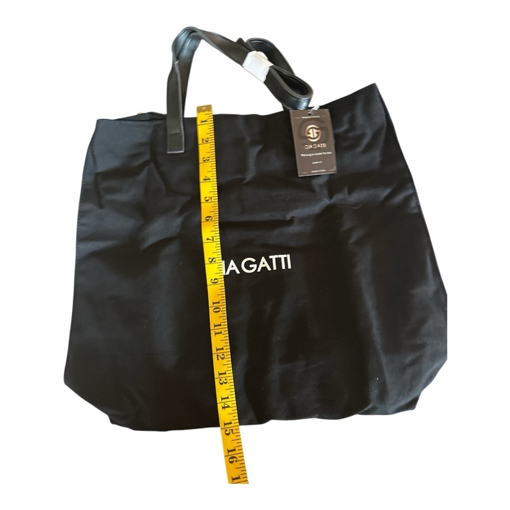 Gia Gatti Large Black Canvas Tote Bag NWT Weekender Travel Gym Shoulder Bag - Picture 5 of 11